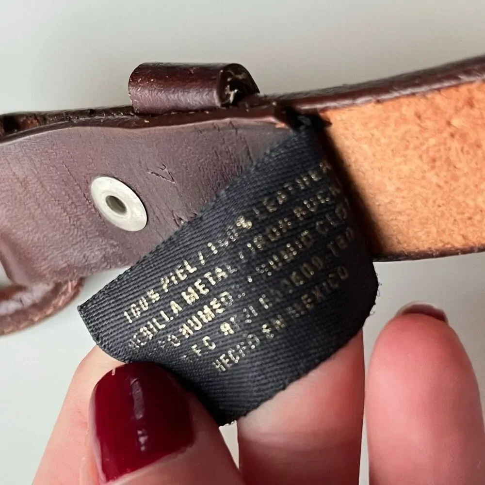 VTG Cinturones Reynaga Mexico Hand Tooled Leather Belt 44